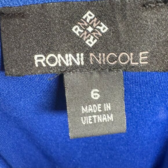 Ronni Nicole cobalt royal blue short tie sleeve shift dress size 6 - Picture 6 of 7